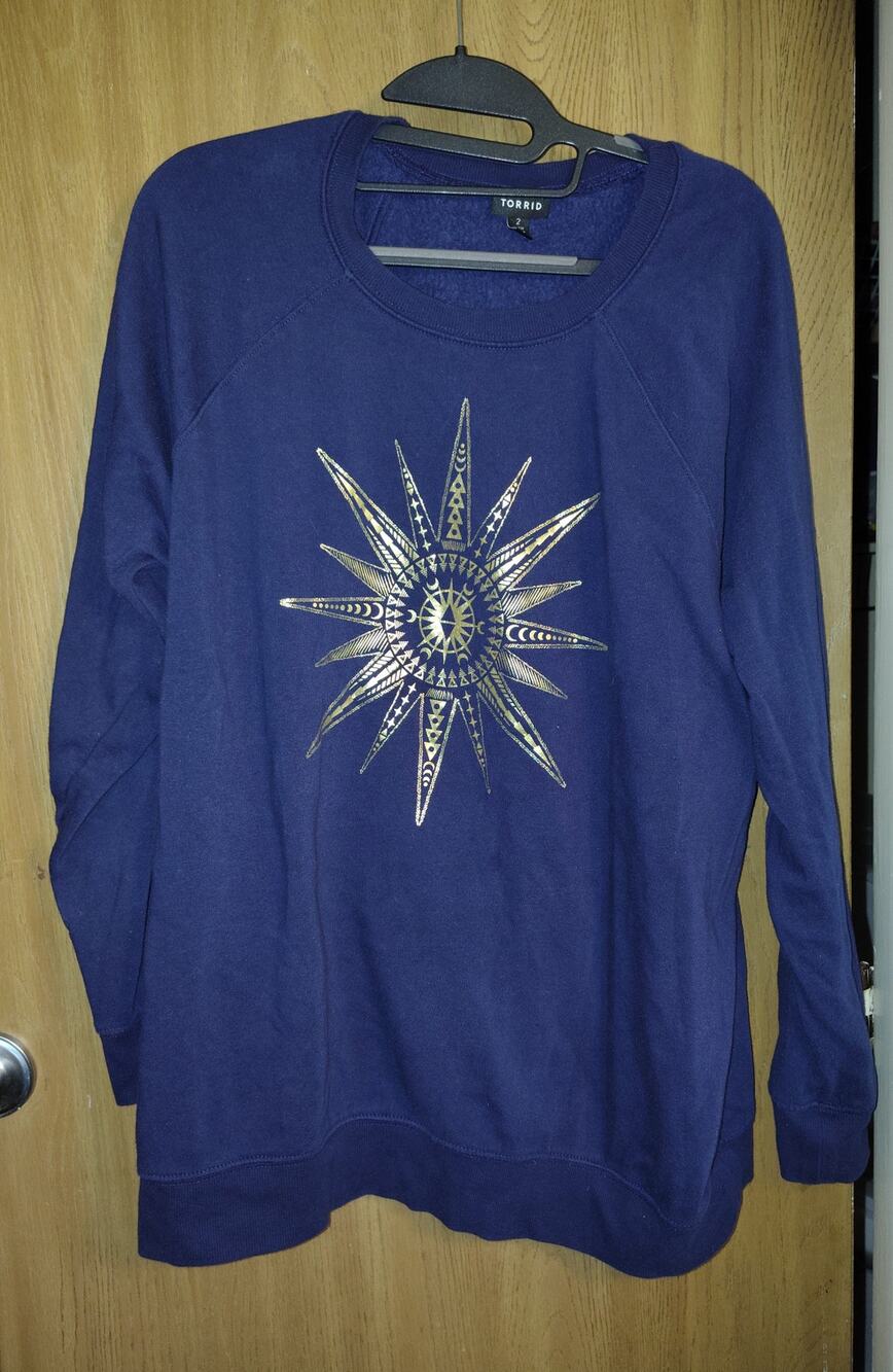 Torrid Starburst Classic Raglan Sweatshirt Women's Navy gold Celestial 2 2x 1x